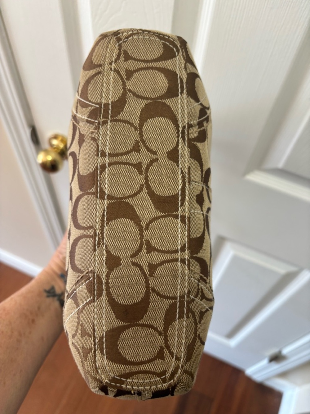 Coach VINTAGE G06M-10403 Signature Tan Jacquard Medium Convertible Duffle EUC - Picture 8 of 16